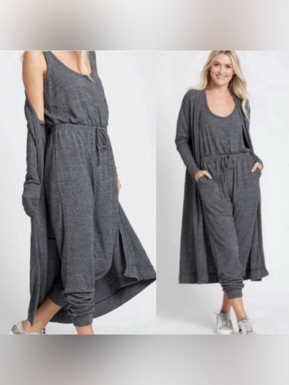 NWOT Free People’s Bicoastal Jumpsuit Size Small Heather Gray
